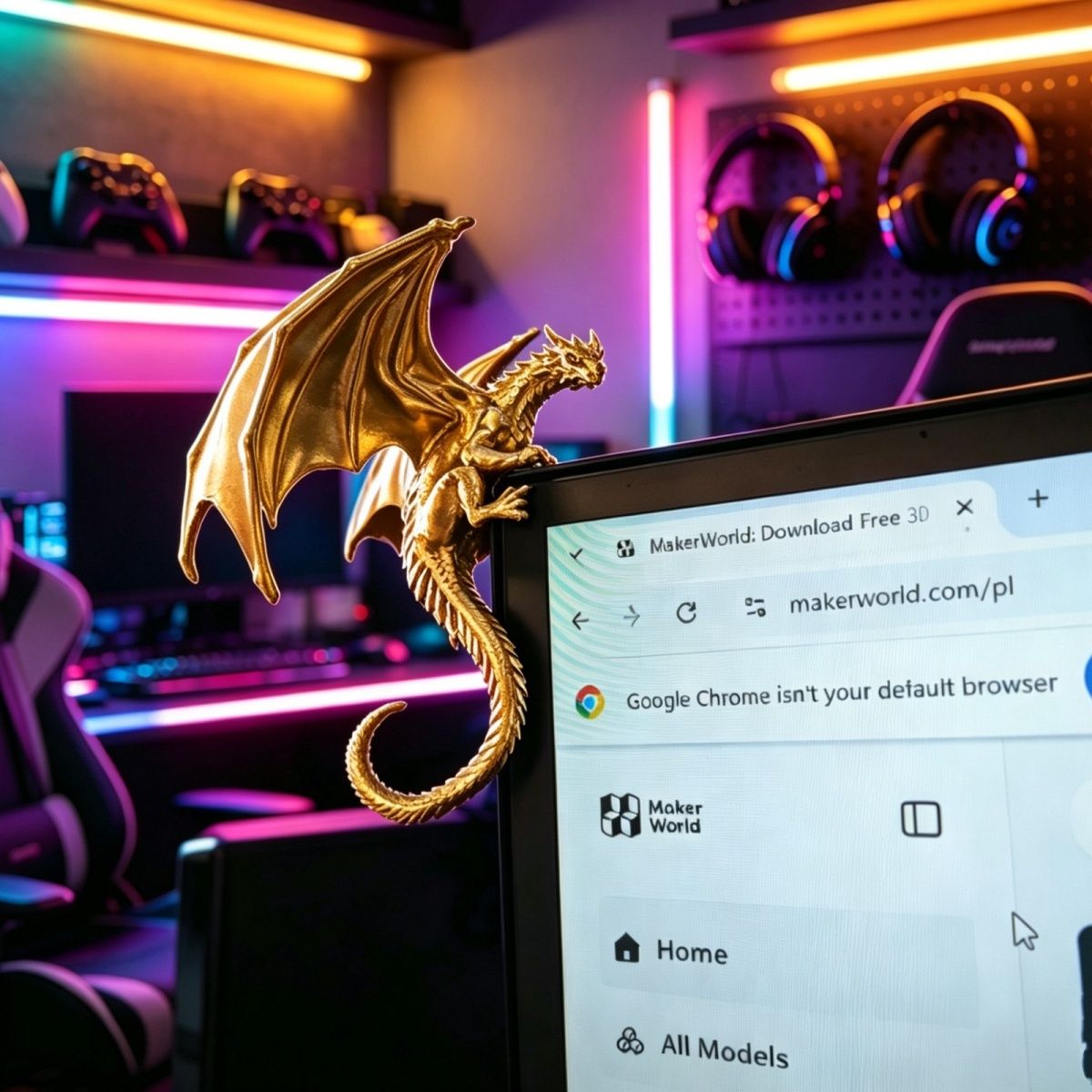 Gaming Accessories Monitor - Figura Decorativa de Dragón para Monitor,